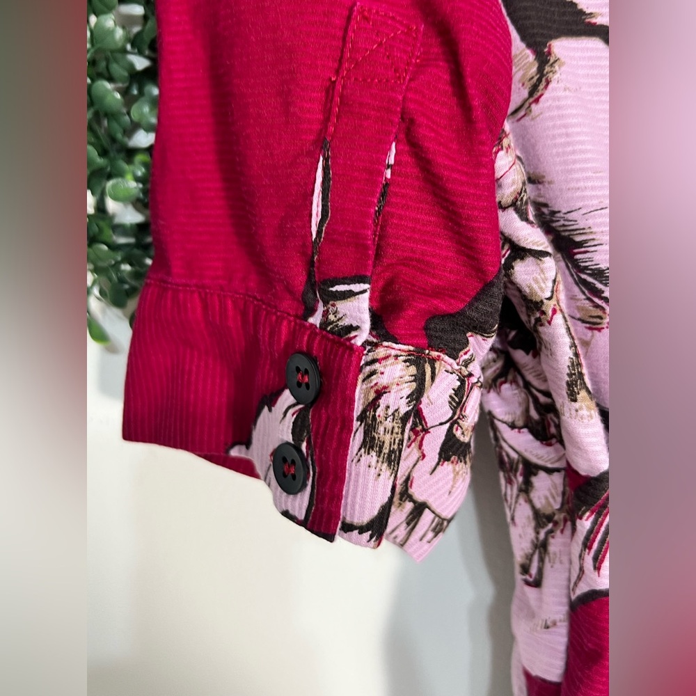 Anthropologie Maeve Floral Dagmar Red Pink/White Floral Shirt Dress Size 8 - Picture 7 of 12